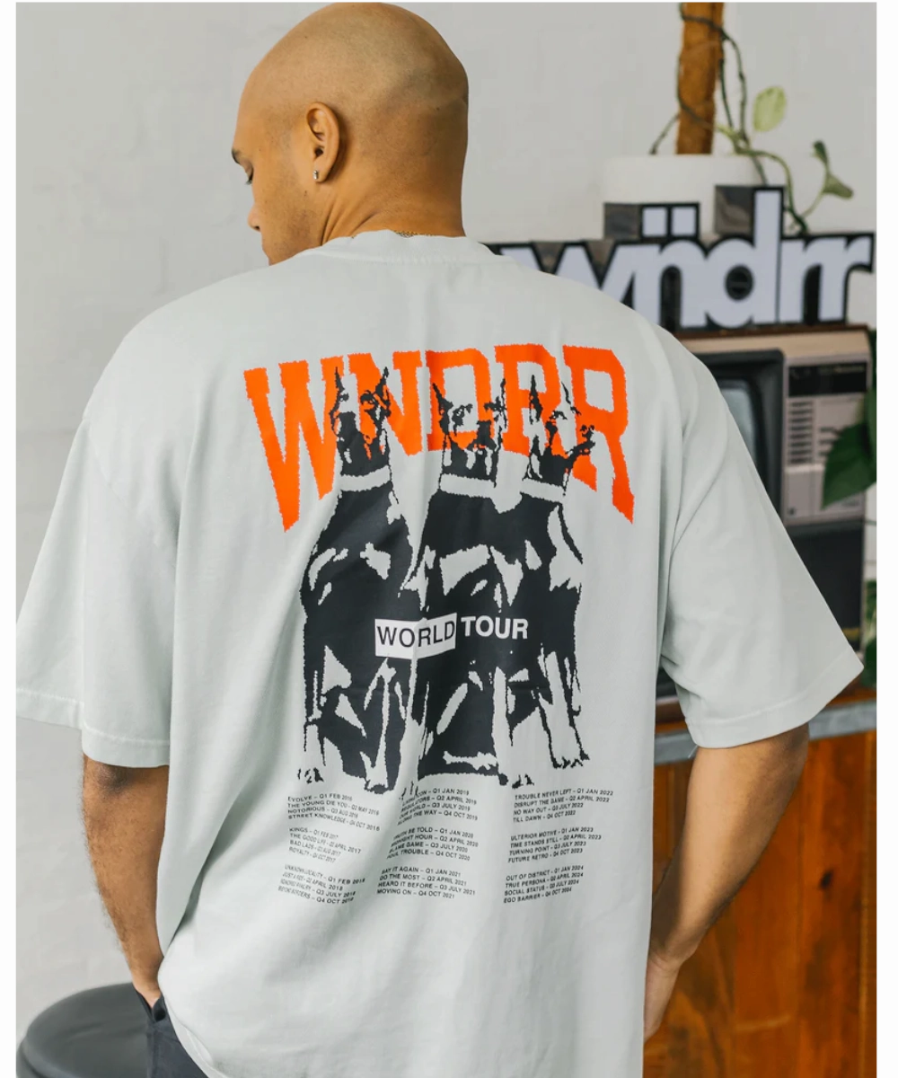 WNDRR World Wide Tour Heavy Weight (Washed White) EcoFriendlyMaterial
