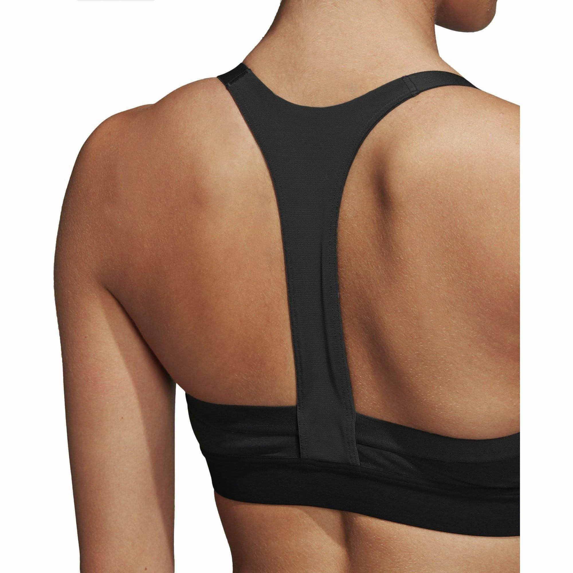 adidas All Me 3 Stripes Womens Sports Bra - Black NoSlip Hem Peace Flow