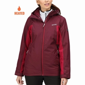 Windproof Cuffs BondedZipperGuards Regatta Voltera Protect II Womens Waterproof Heated Jacket - Red