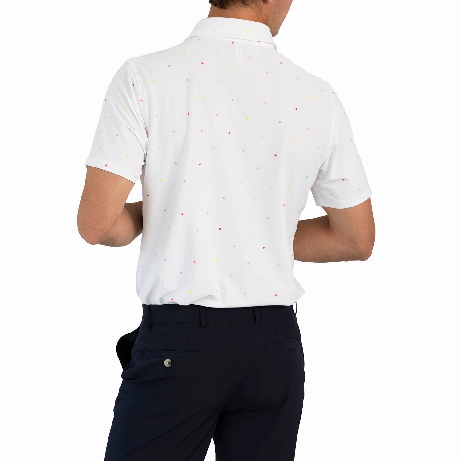 G/Fore Mini Stars Tech Pique Golf Shirt - Snow Colorfast Dye Process Business Travel