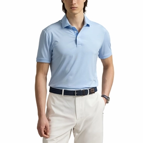Yarn Dyed Collar LowProfile Hem RLX Ralph Lauren Lightweight Airflow Jersey Golf Polo Shirt - Office Blue
