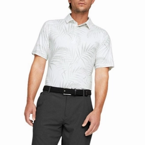 Sporty Look Puma CLOUDSPUN Palm Leaf Golf Polo Shirt - Bright White/Minty Burst