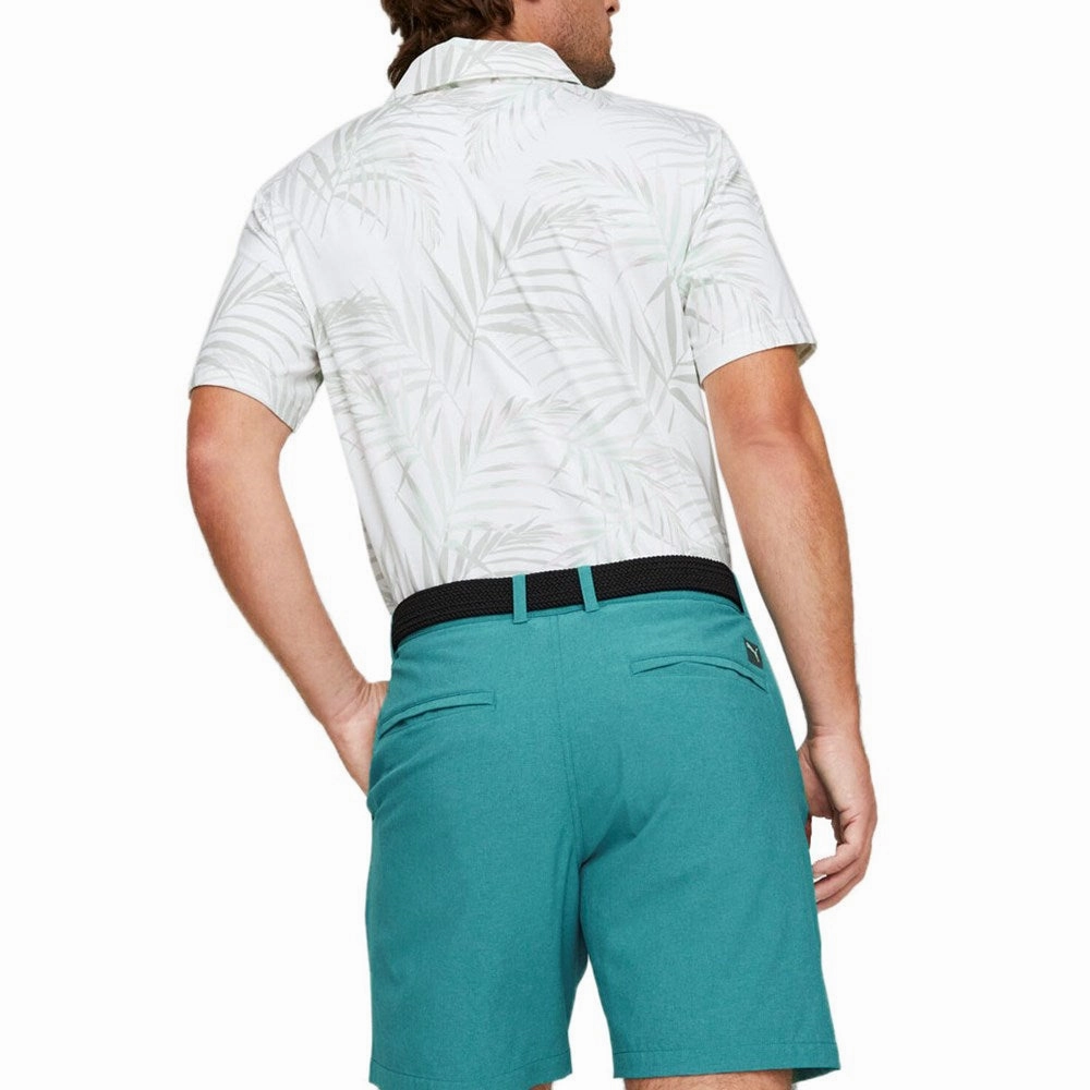 Puma CLOUDSPUN Palm Leaf Golf Polo Shirt - Bright White/Minty Burst Street Style