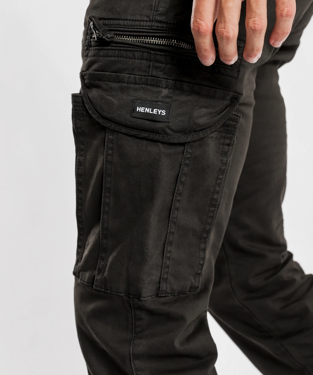 Airflow Mesh Panels Henleys Eagle Pants (Black)