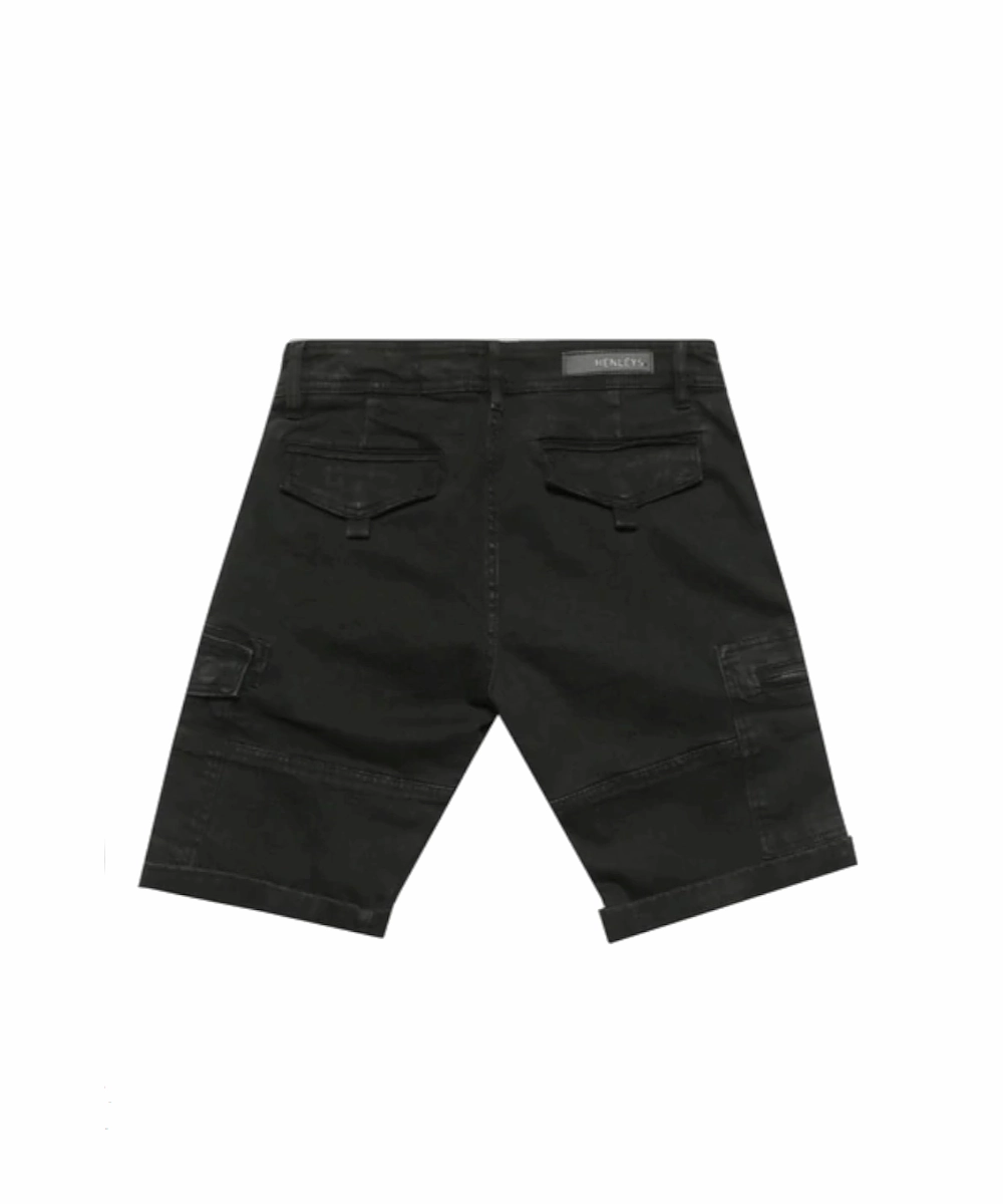 Walk Mood Henleys Lione Denim Shorts (Black)