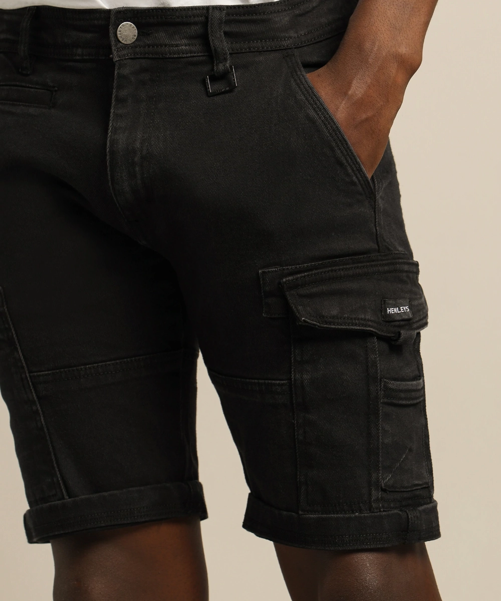 QuickPackable Design Henleys Lione Denim Shorts (Black)
