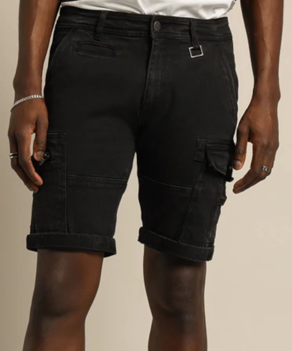 ElasticBinding Henleys Lione Denim Shorts (Black)