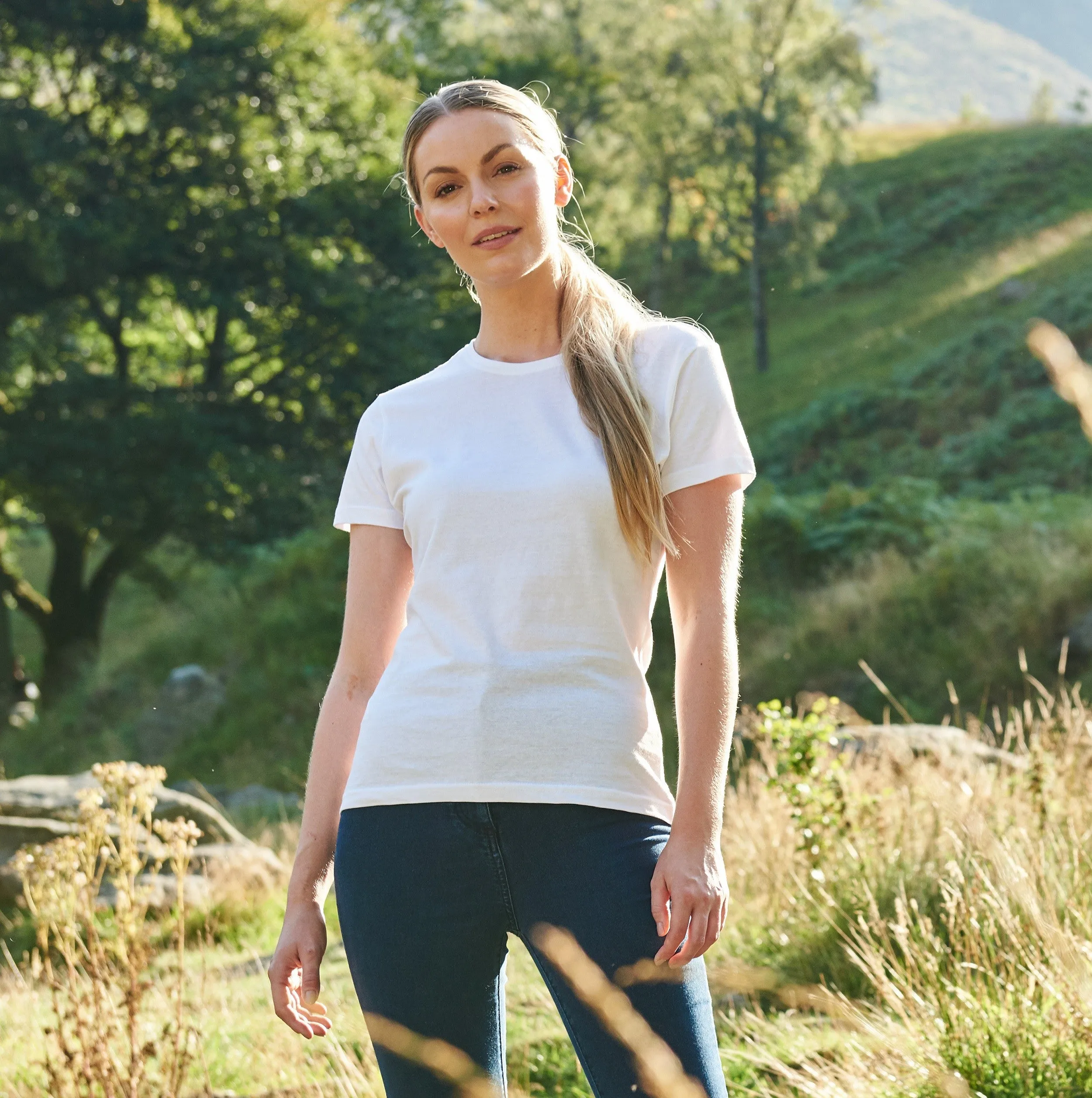 Cascades Organic Ladies T-Shirt | ARCTIC WHITE RollUp Sleeves