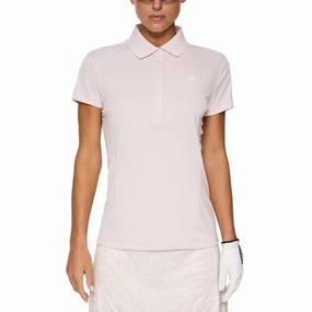 Premium Cotton Sweat Resistant Lining J.Lindeberg Women's Jessa Golf Polo Shirt - Grey Lilac
