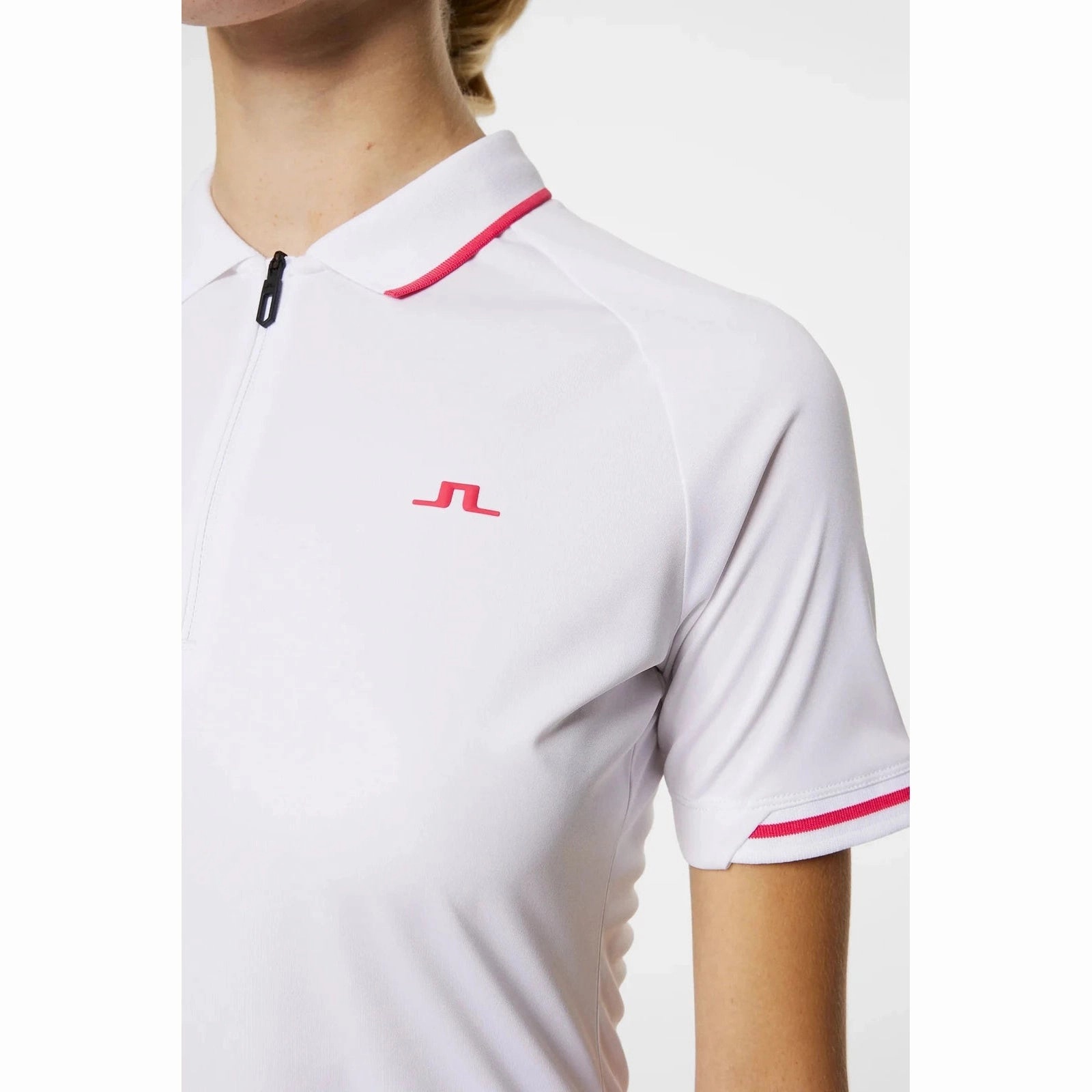 Compact Knit Structure Lightweight Knit J.Lindeberg Women's Lee Golf Polo Shirt - White