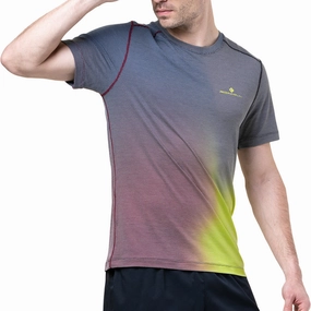 Tagless Design Ronhill Tech Golden Hour Short Sleeve Mens Running Top - Blue