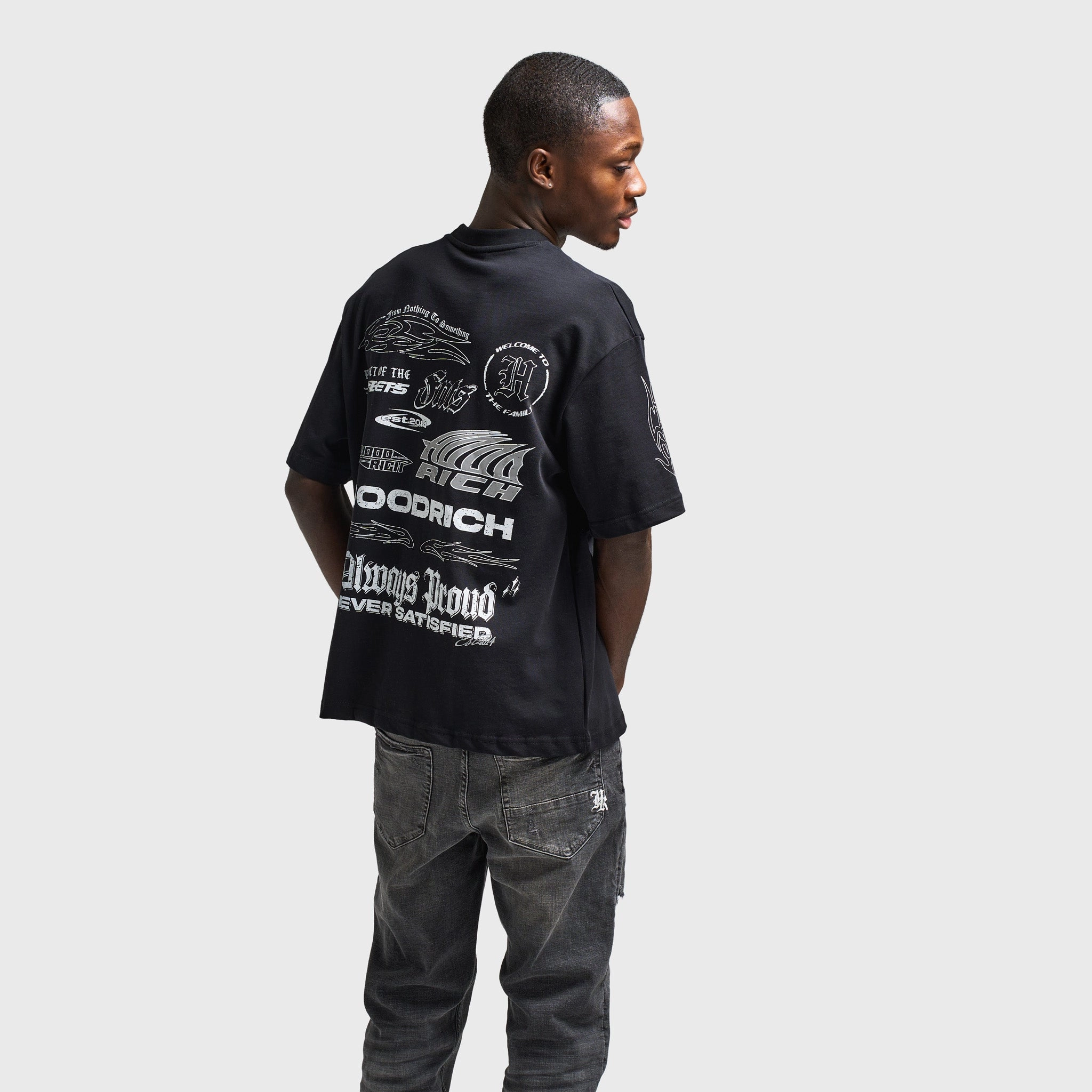 Protection Hoodrich Chroma Oversized Graphic T-Shirt Black / Grey