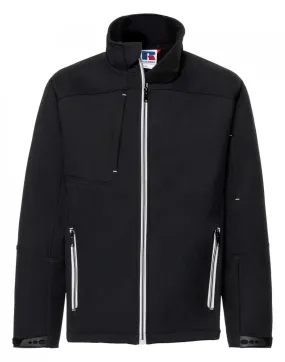 Mens Bionic Softshell Jacket | BLACK AdjustableHemline Holiday Glow