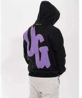 UNDRGROUND ??Moving In Silence?? Hoodie (Black/Purple) CompressiveFitFabric Daily Fit