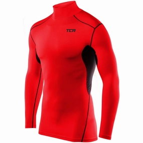 TCA HyperFusion Thermal Mock Neck Mens Long Sleeve Compression Top - Red Figurine Adult
