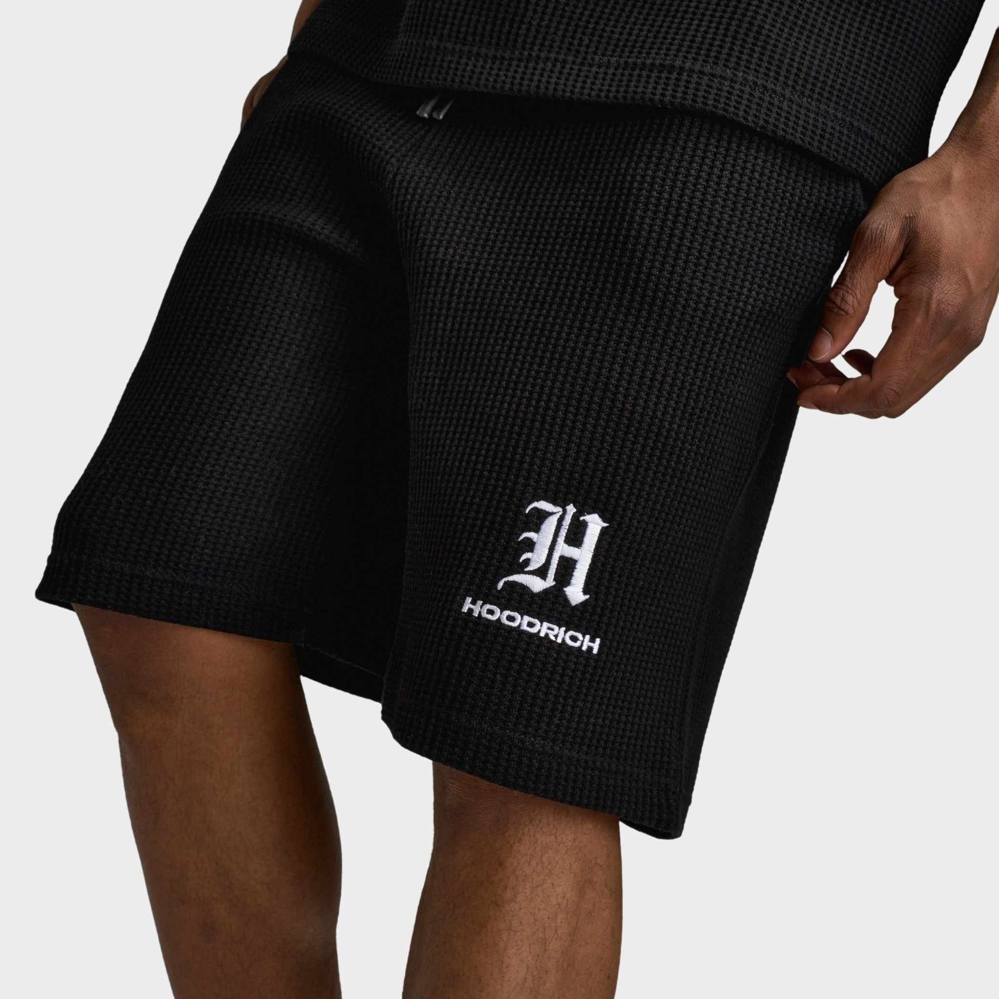 Sun Protection Fabric Hoodrich Chroma Waffle Oversized Shorts Black / White