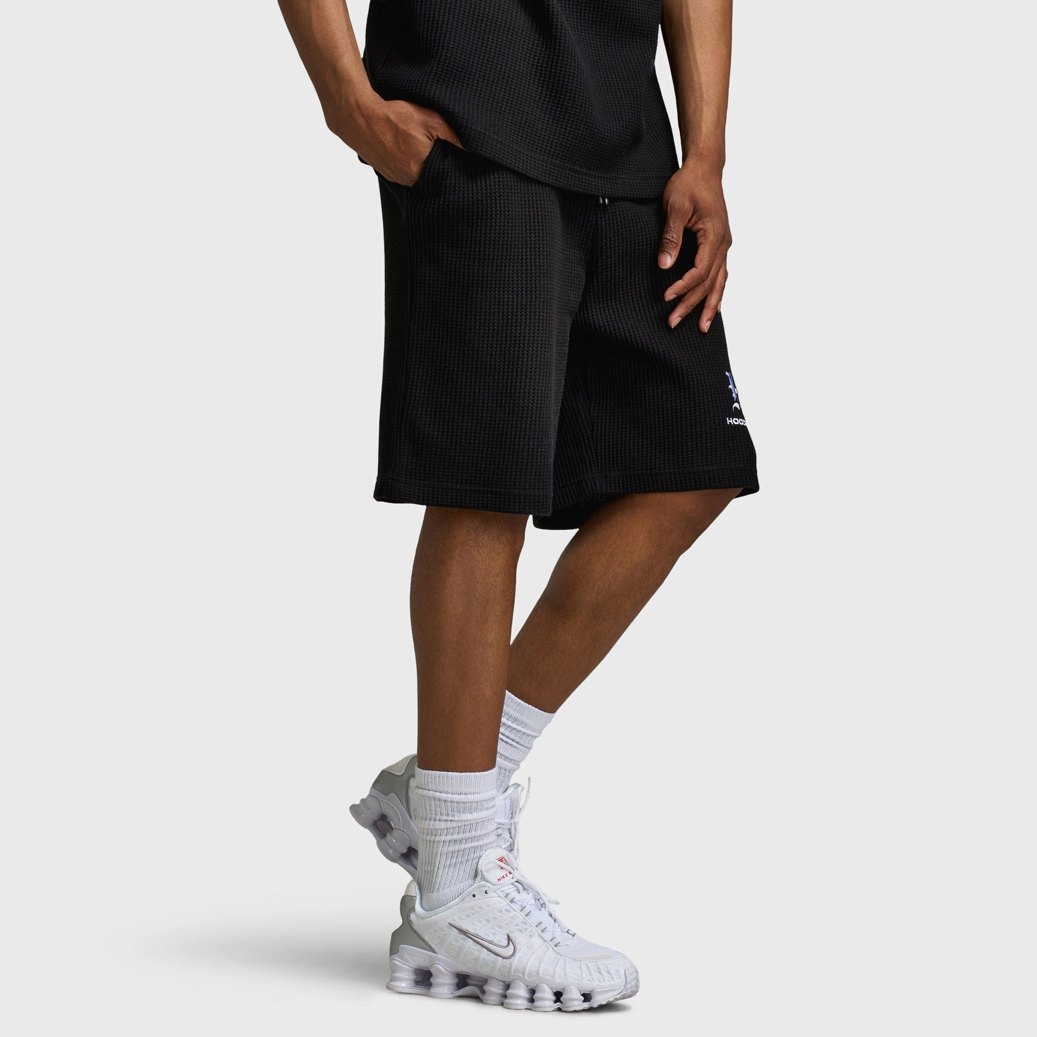 Fade Resistant Material Weekend Ready Hoodrich Chroma Waffle Oversized Shorts Black / White