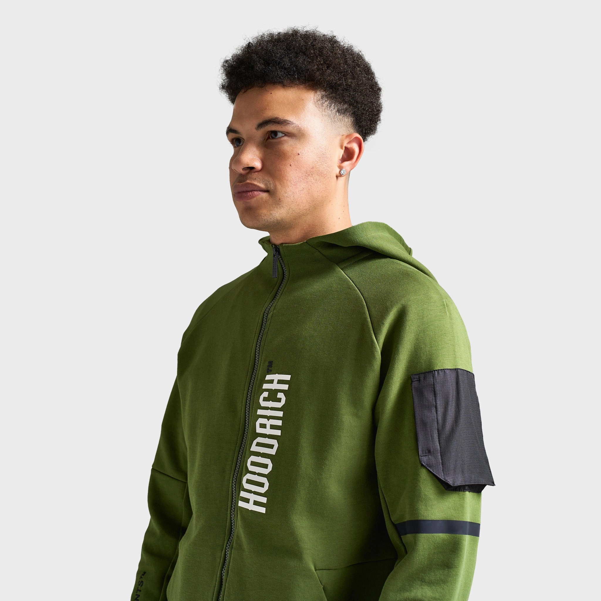 QuiltedPattern Cold Resist Hoodrich Circuit Hoodie Chive/ White - Black