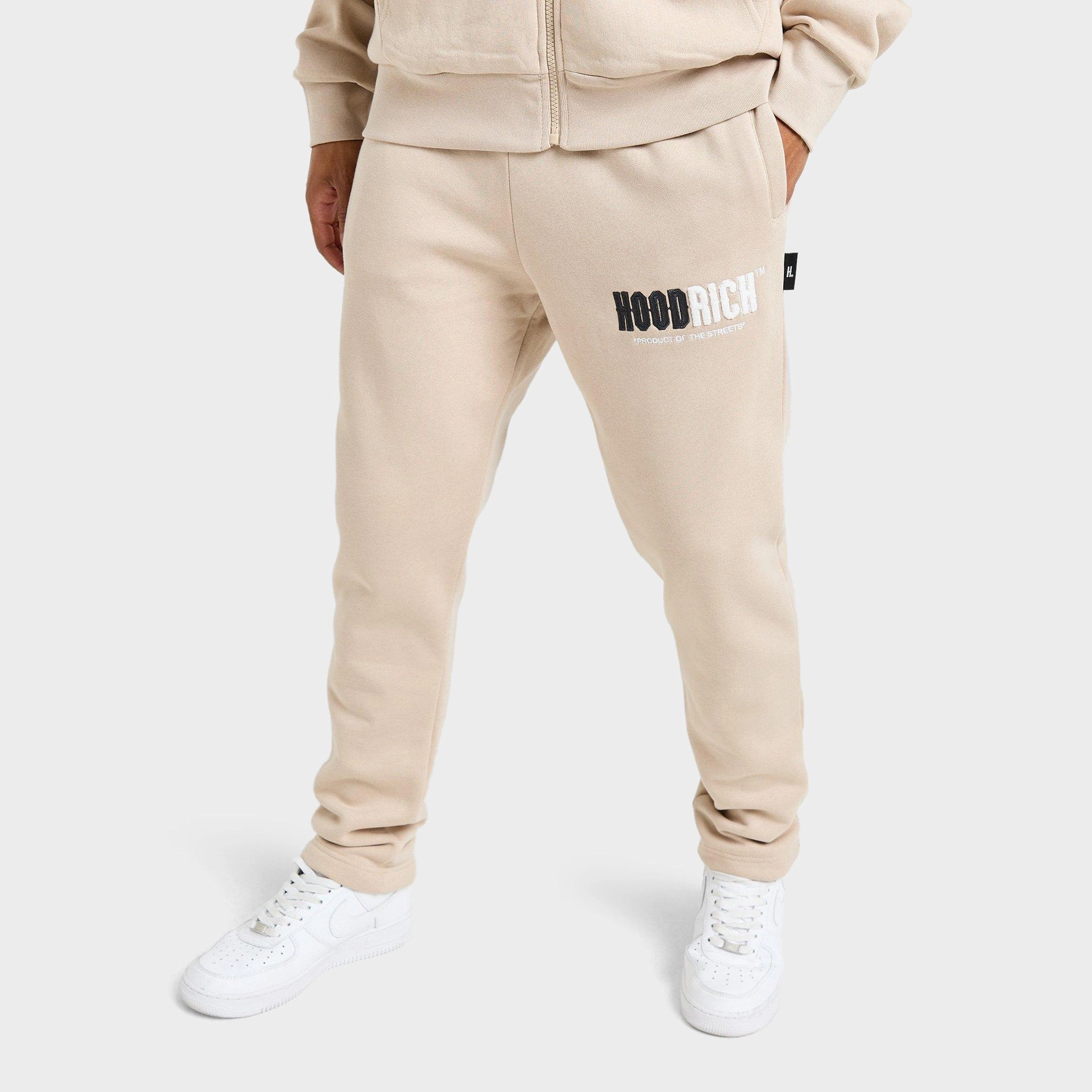 GridKnit Structure Asymmetric Collar Padding Hoodrich Fade Open Hem Jogger / Oxford Tan