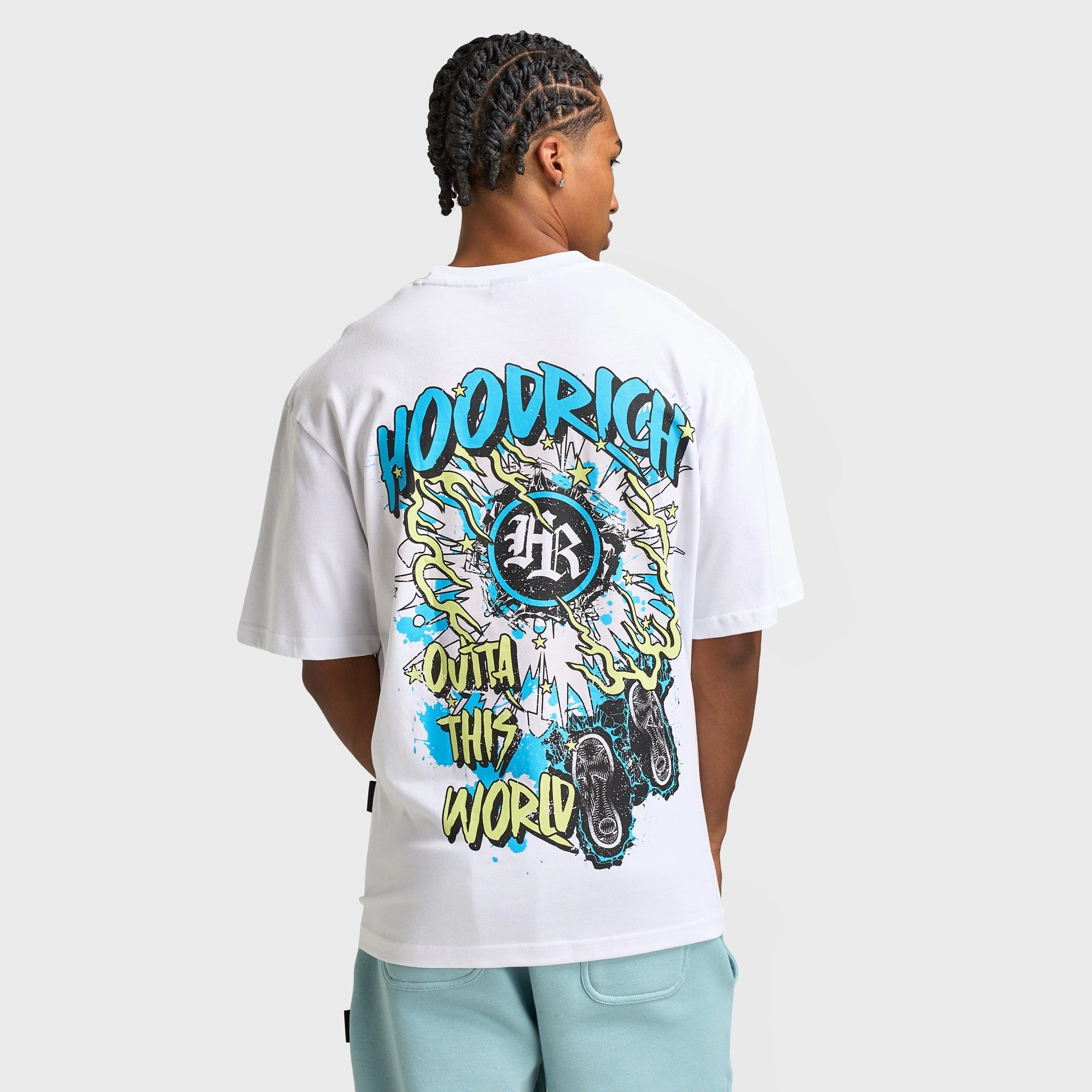 Hoodrich Footprint Oversized Graphic T-shirt White / Aquarius - Shadow Lime Semi - autonomous unloading