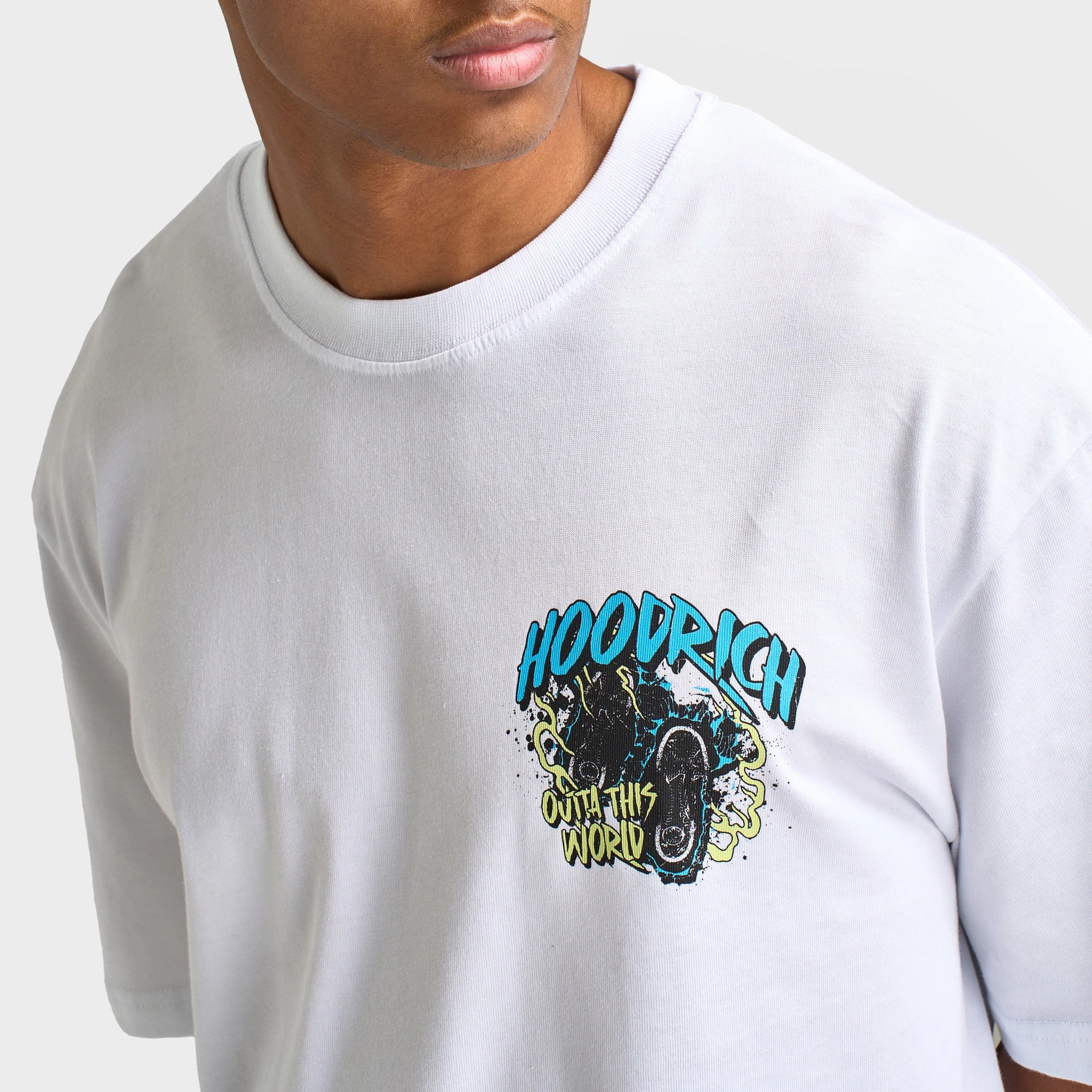 Hoodrich Footprint Oversized Graphic T-shirt White / Aquarius - Shadow Lime single - layer storage