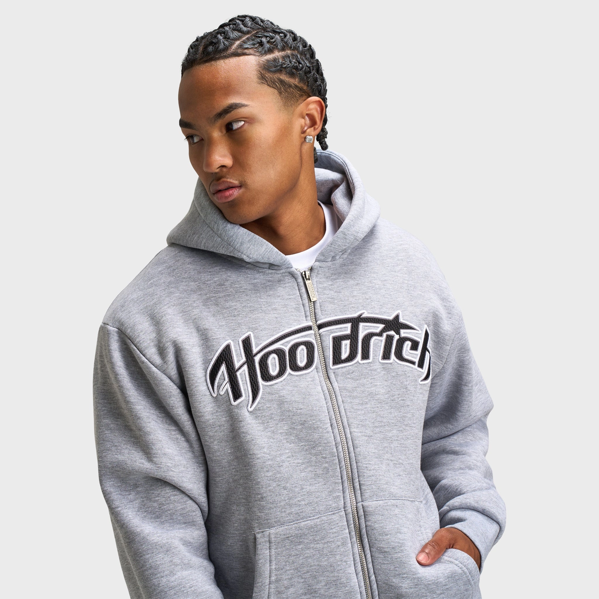 TearResistant Reinforcements Hoodrich Galaxy Oversized Zip-up Hoodie Heather Grey / Black