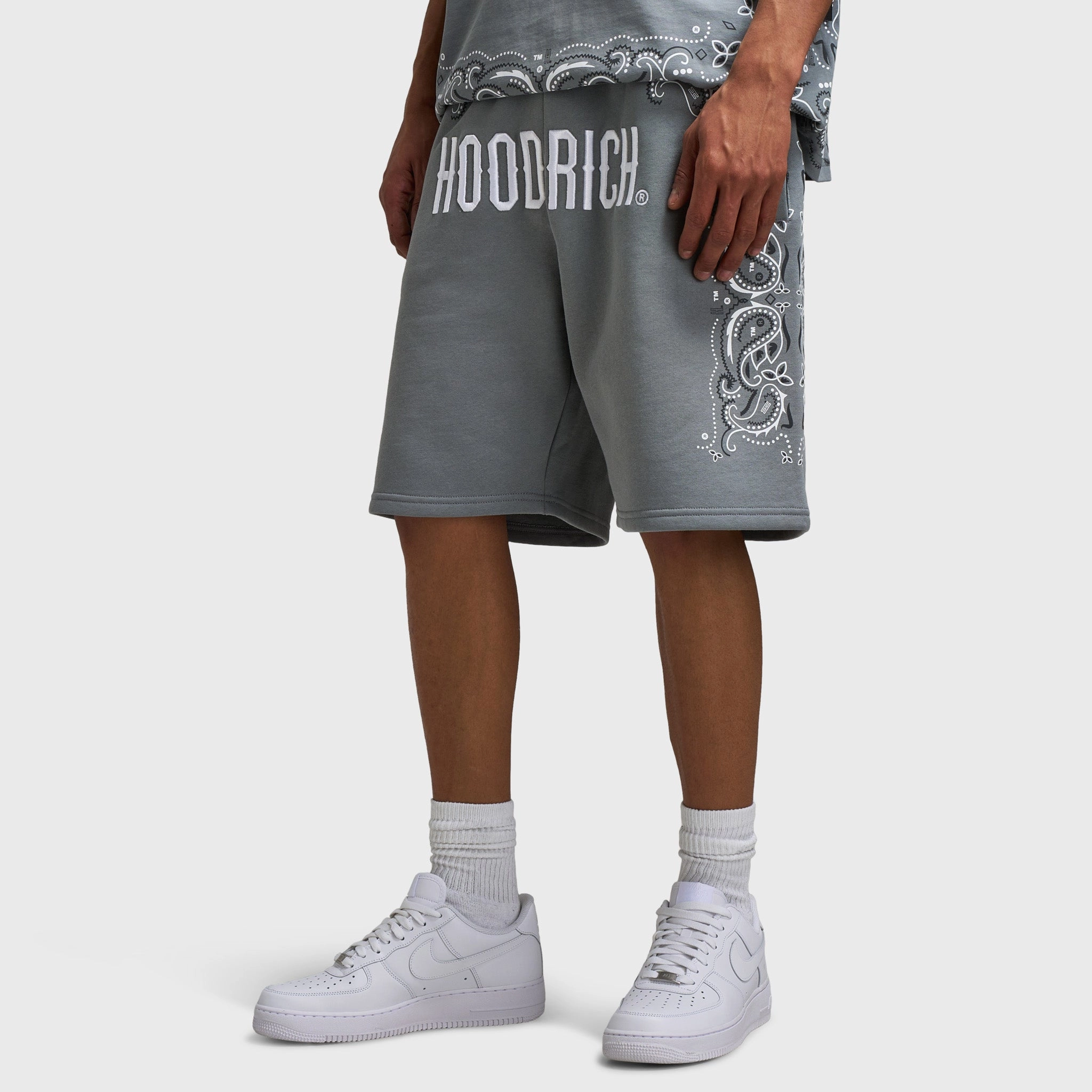 Hoodrich Motif Oversized Shorts Monument / White - Lava Smoke Chill Look elastic waistband