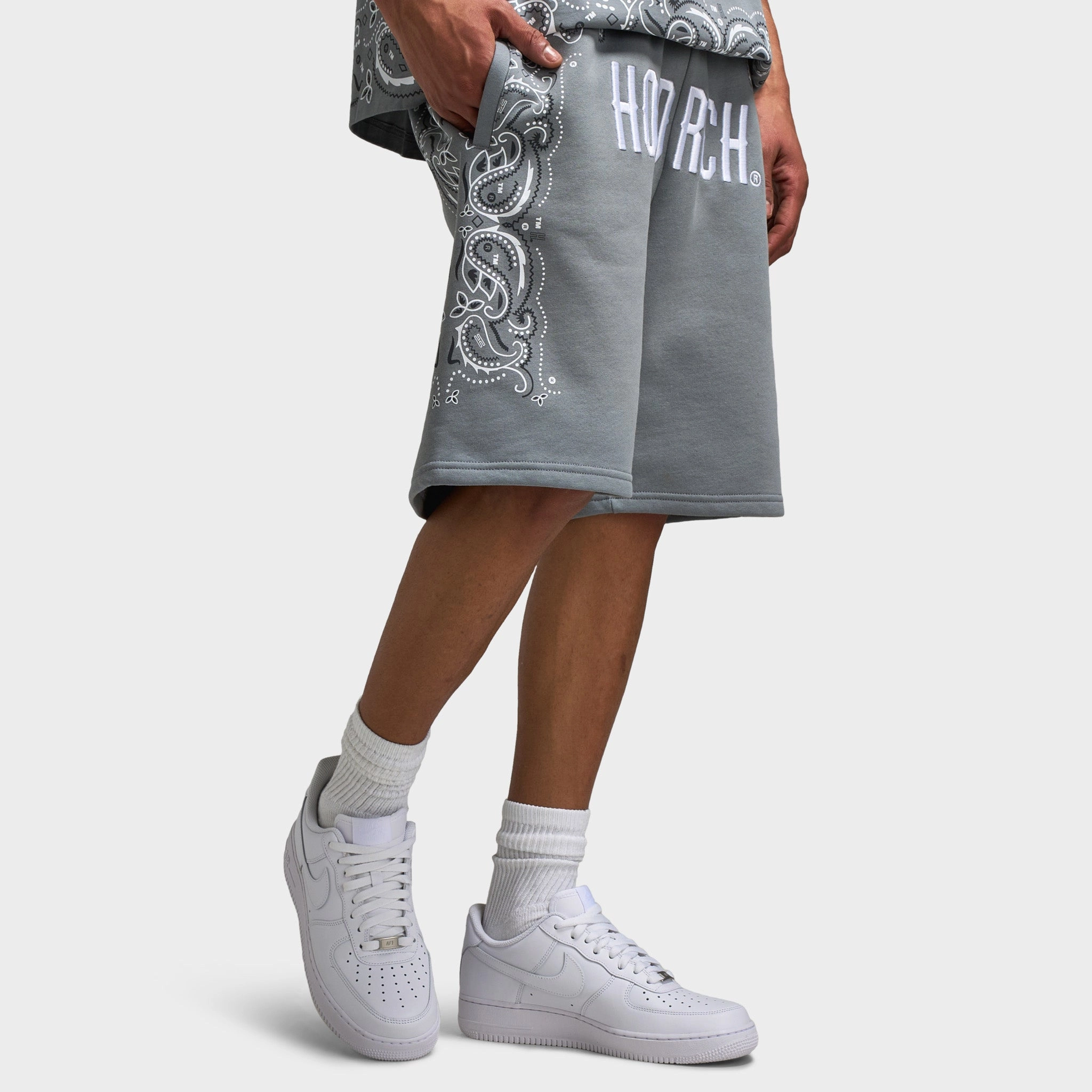 Hoodrich Motif Oversized Shorts Monument / White - Lava Smoke Layer Ready