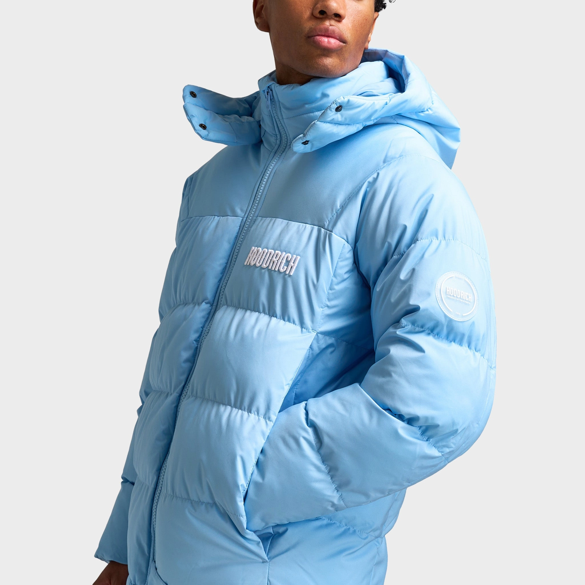 Light Weight BondedZipperGuards Hoodrich Phenom Puffer Jacket Clear Sky / White