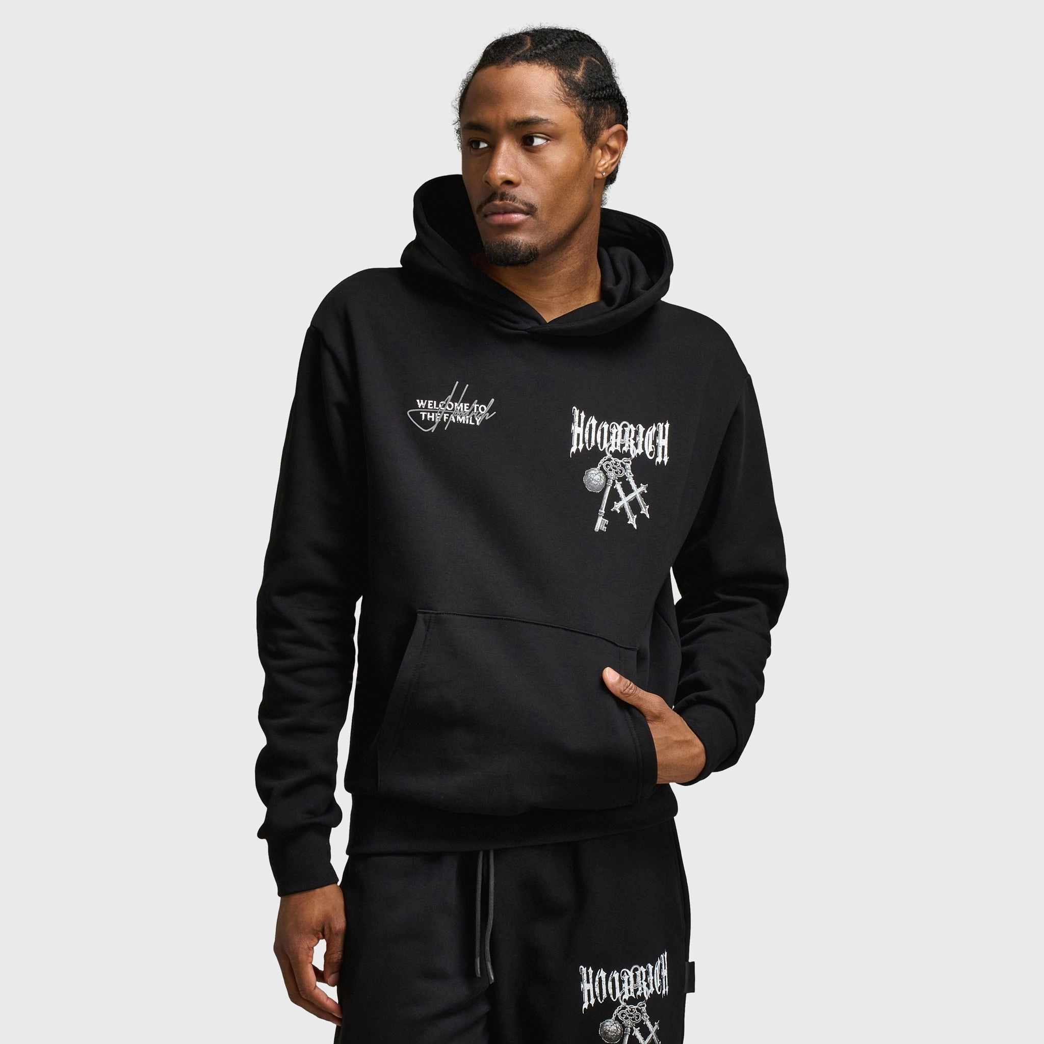 Comfortable Fabric Elastic Cuff Adjustment Hoodrich Rite Oversized Pullover Hoodie Black / White - Lava Smoke