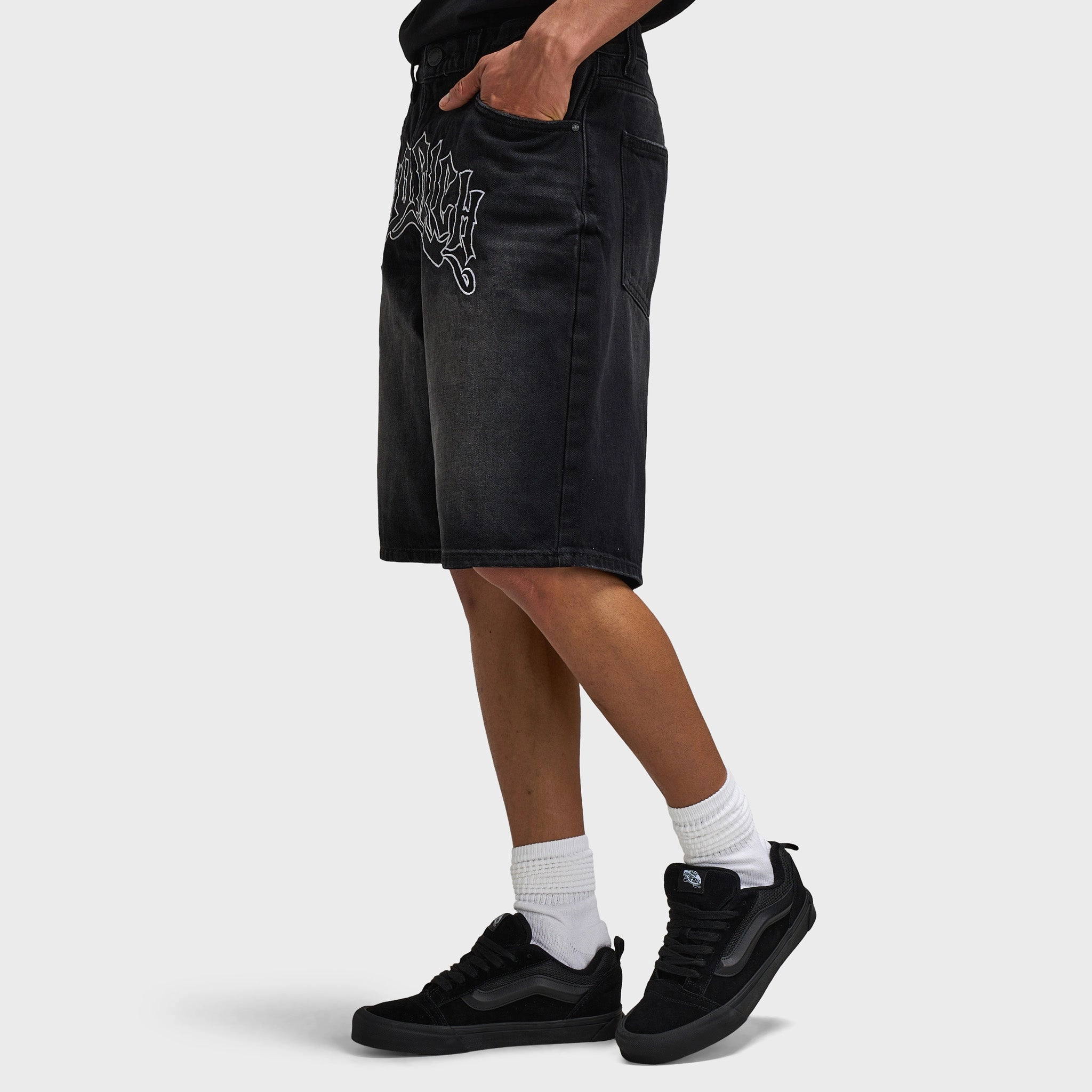 Hoodrich Ritual Denim Jorts Black / White Light Wear Festival wear