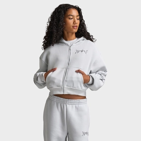 Urban Fit Look Hoodrich Women's Boxy Full Zip Hoodie Dawn Blue / Grey - Silver