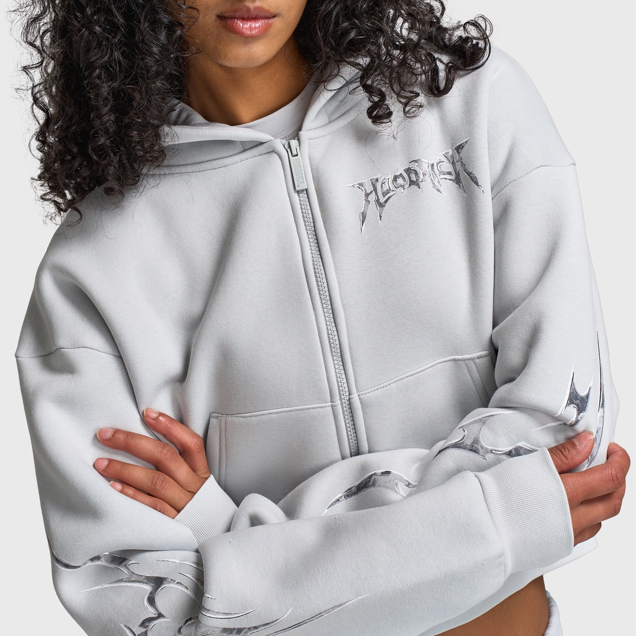 Hoodrich Women's Boxy Full Zip Hoodie Dawn Blue / Grey - Silver Weatherproof Zipper Seals Hidden Ventilation Zones