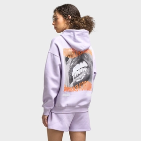 Hoodrich Women's Flex Oversized Hoddie Pastel Lilac / Persimmon Orange Bonded Edge Finish Cashmere Blend