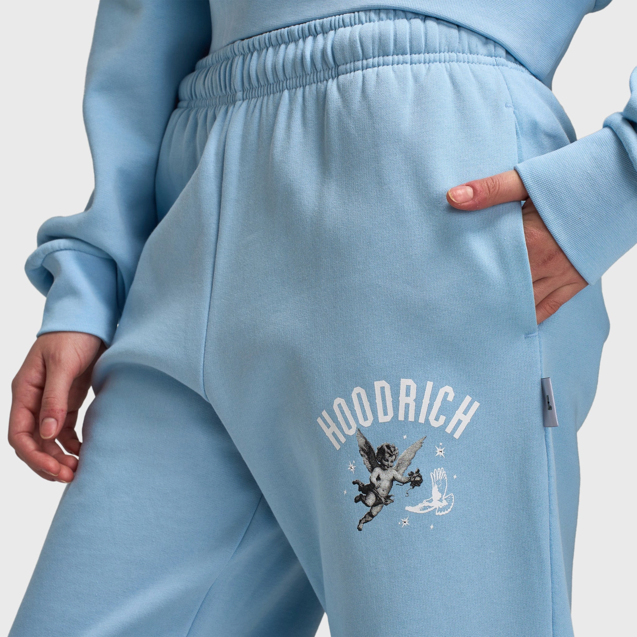 Hike Fit Hoodrich Women's Grace Wide Leg Rhinestone Joggers Clear Sky / White