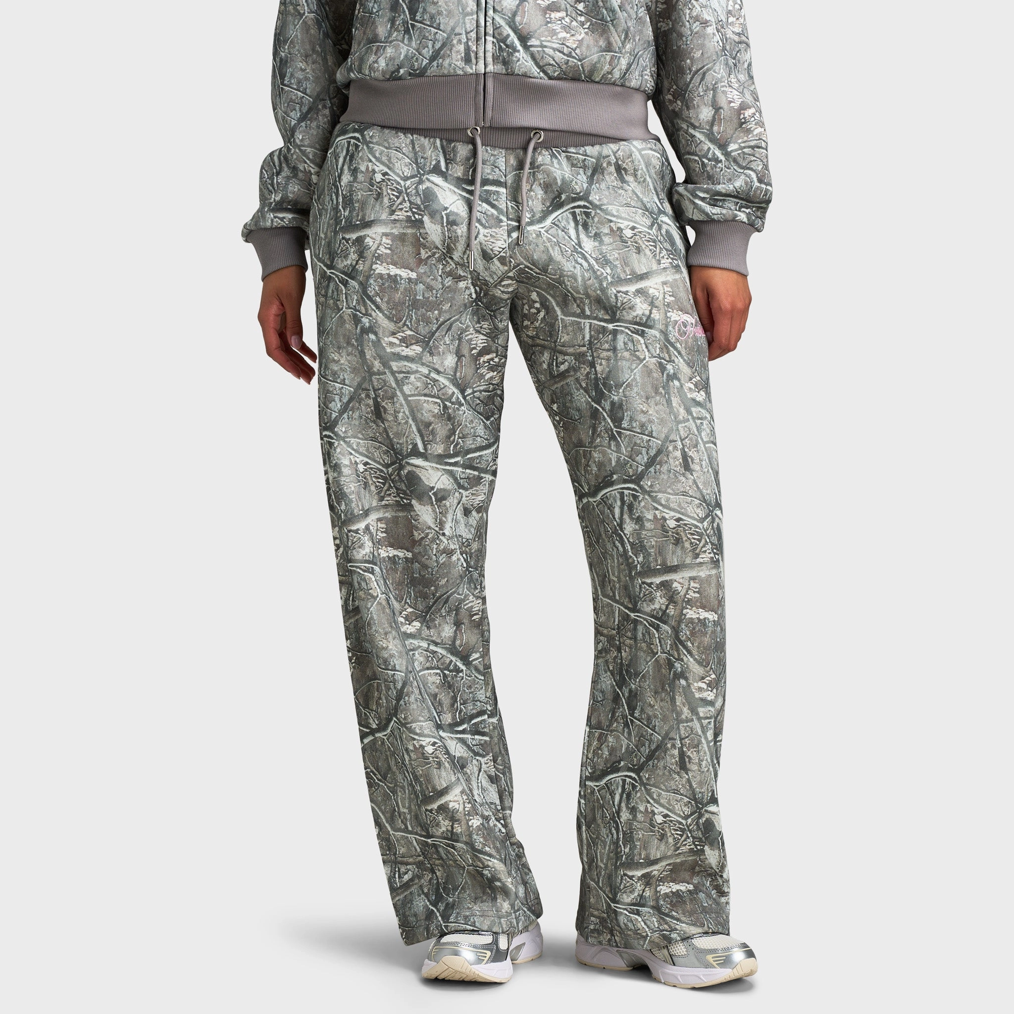 Hoodrich Women's Low Rise Wide Leg Joggers / Woodland Camo Vented Panels Trend Vibe