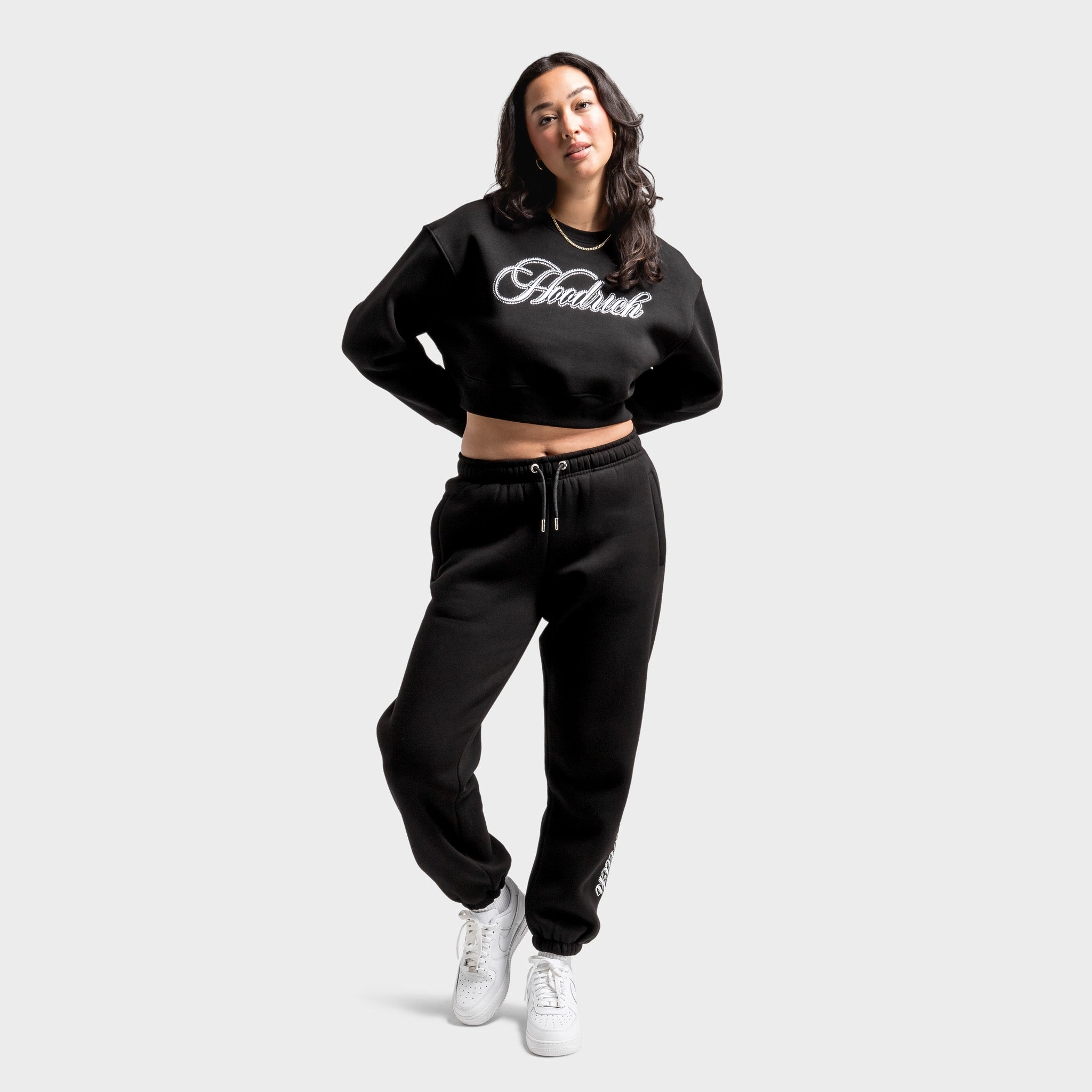 Ergonomic Cut clean design Hoodrich Women's OG Figure Crop Logo Crewneck / Black
