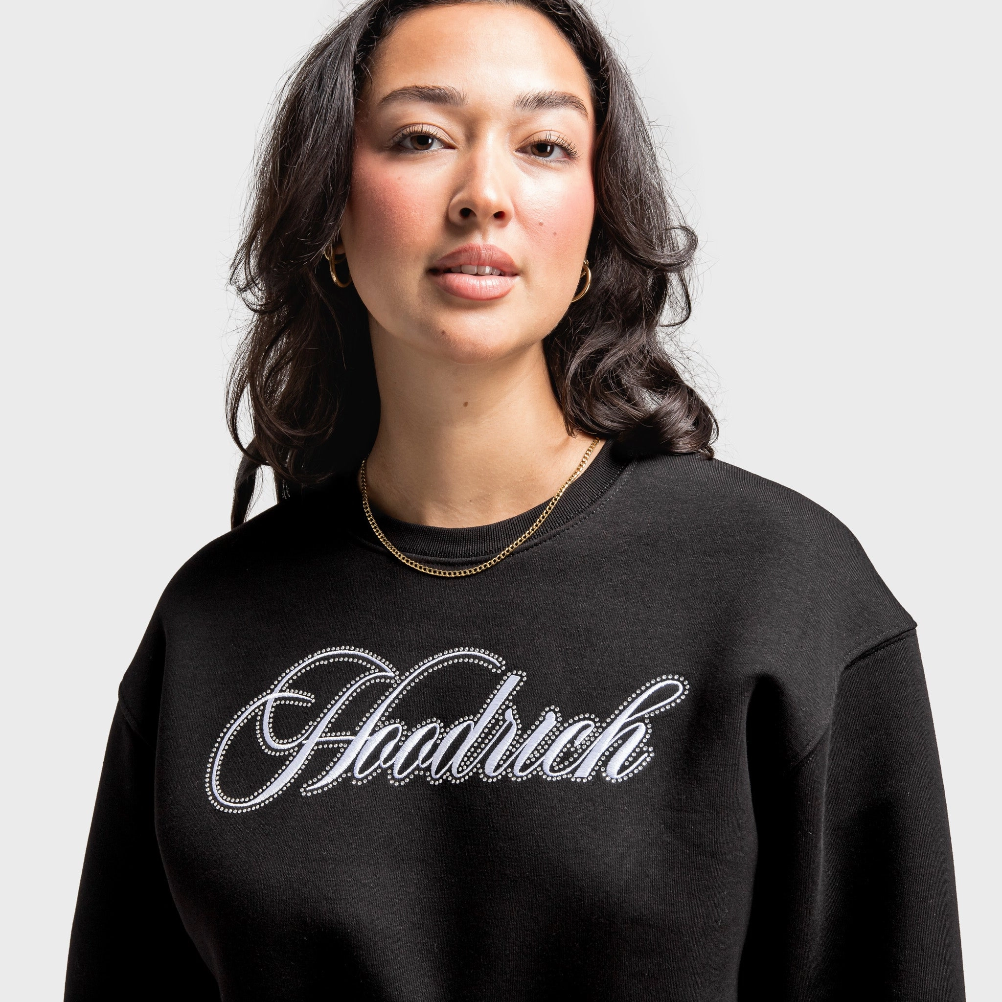 Hoodrich Women's OG Figure Crop Logo Crewneck / Black Winter Layering Piece