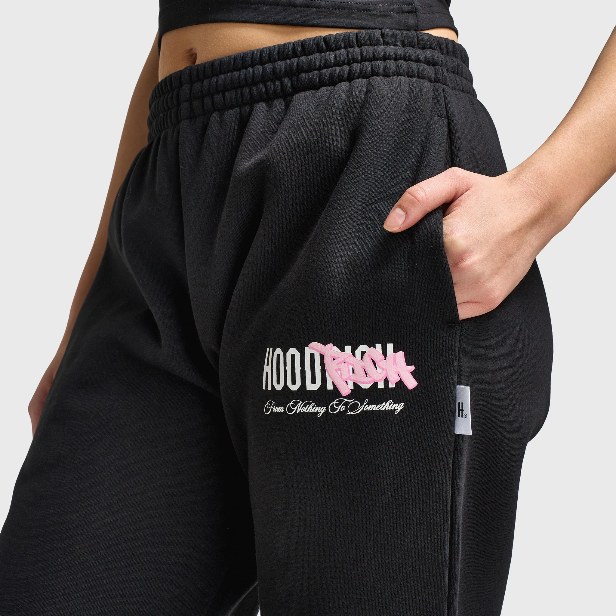 Breathable Lining Hoodrich Women's Urban Wide Leg Joggers Black / White - Pink A Boo