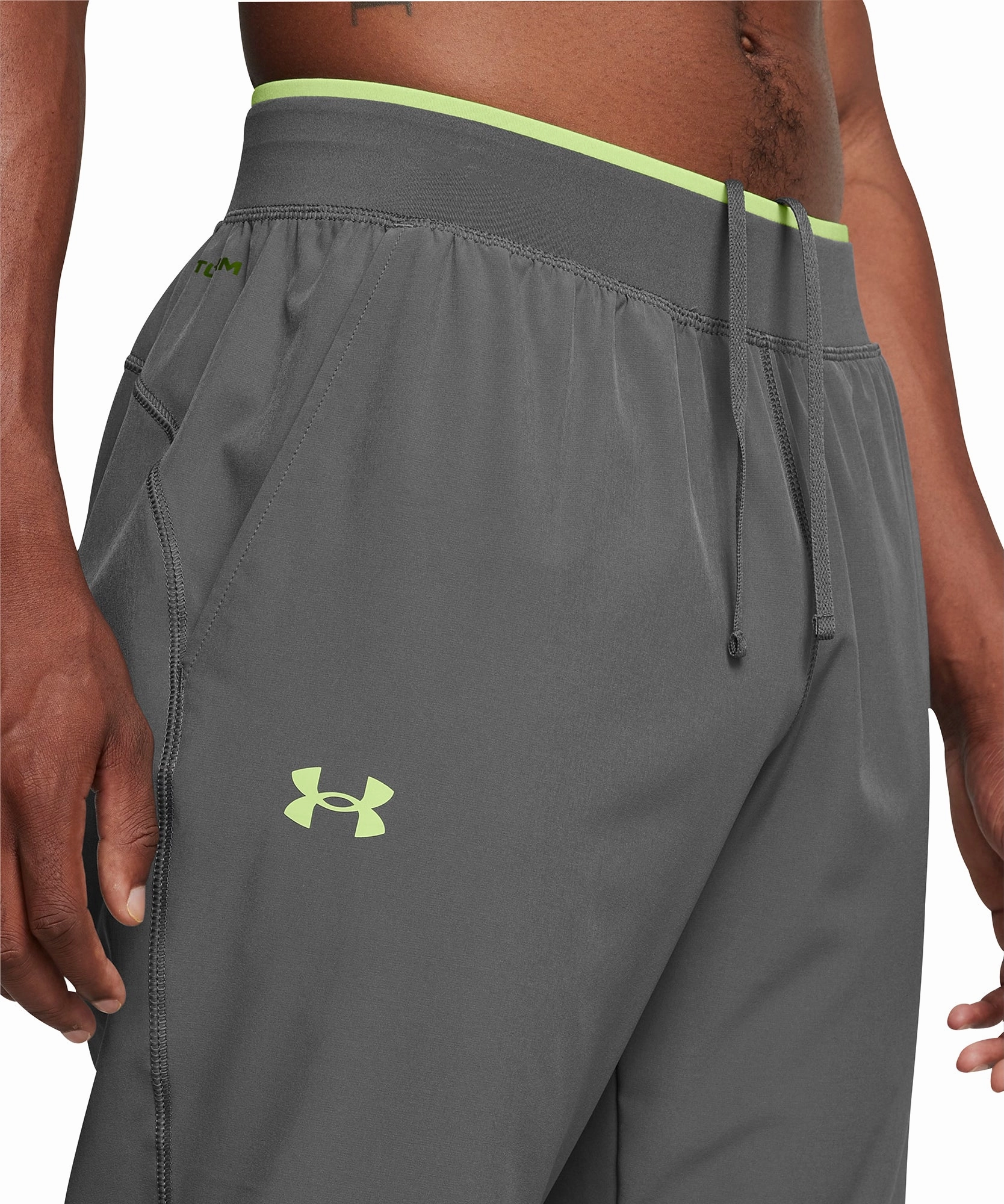 Lightweight insulation Stretchable Under Armour Launch Mens Running Track Pants - Grey