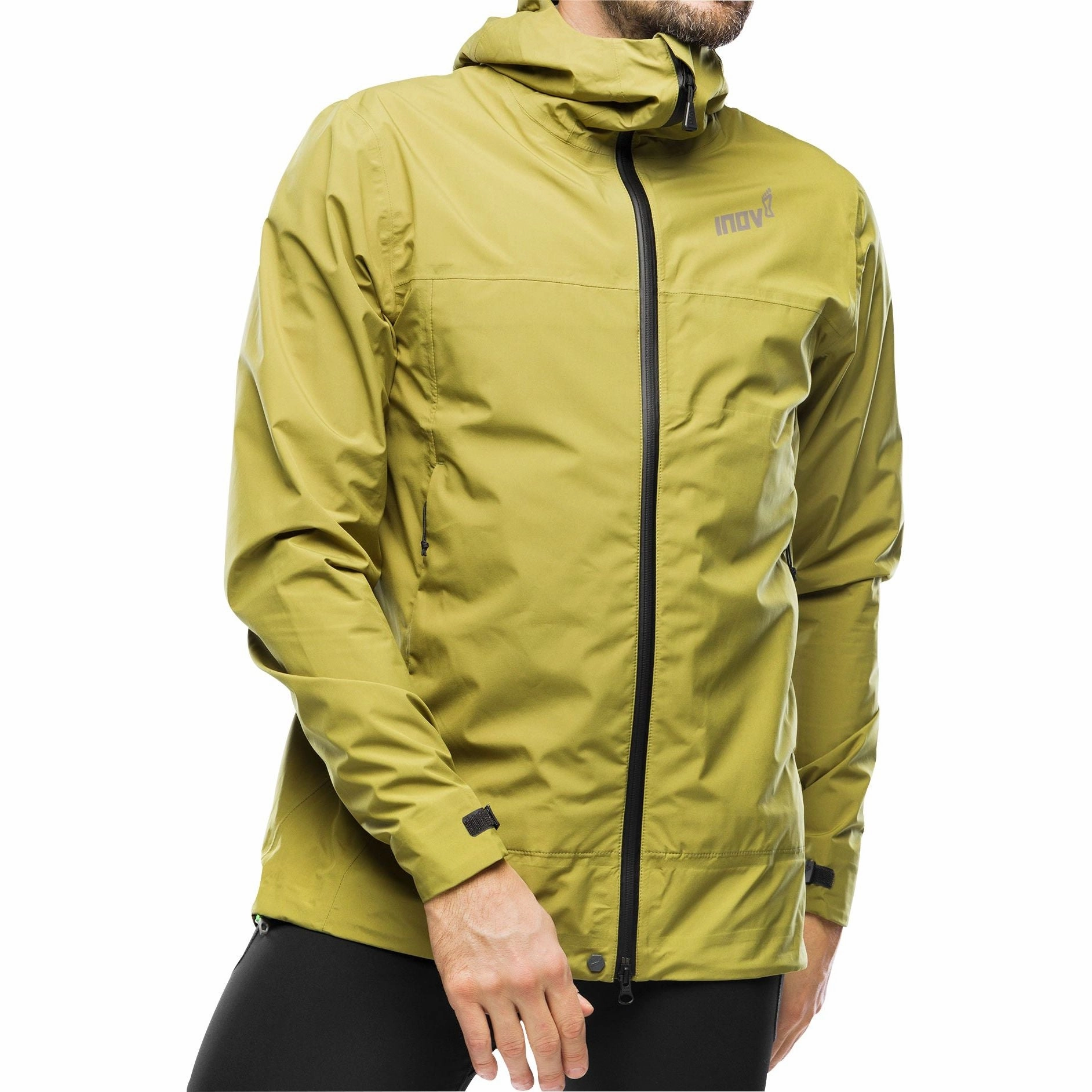 Inov8 VentureLite Mens Waterproof Jacket - Green Tear Resistant Weave Magnetic Closures