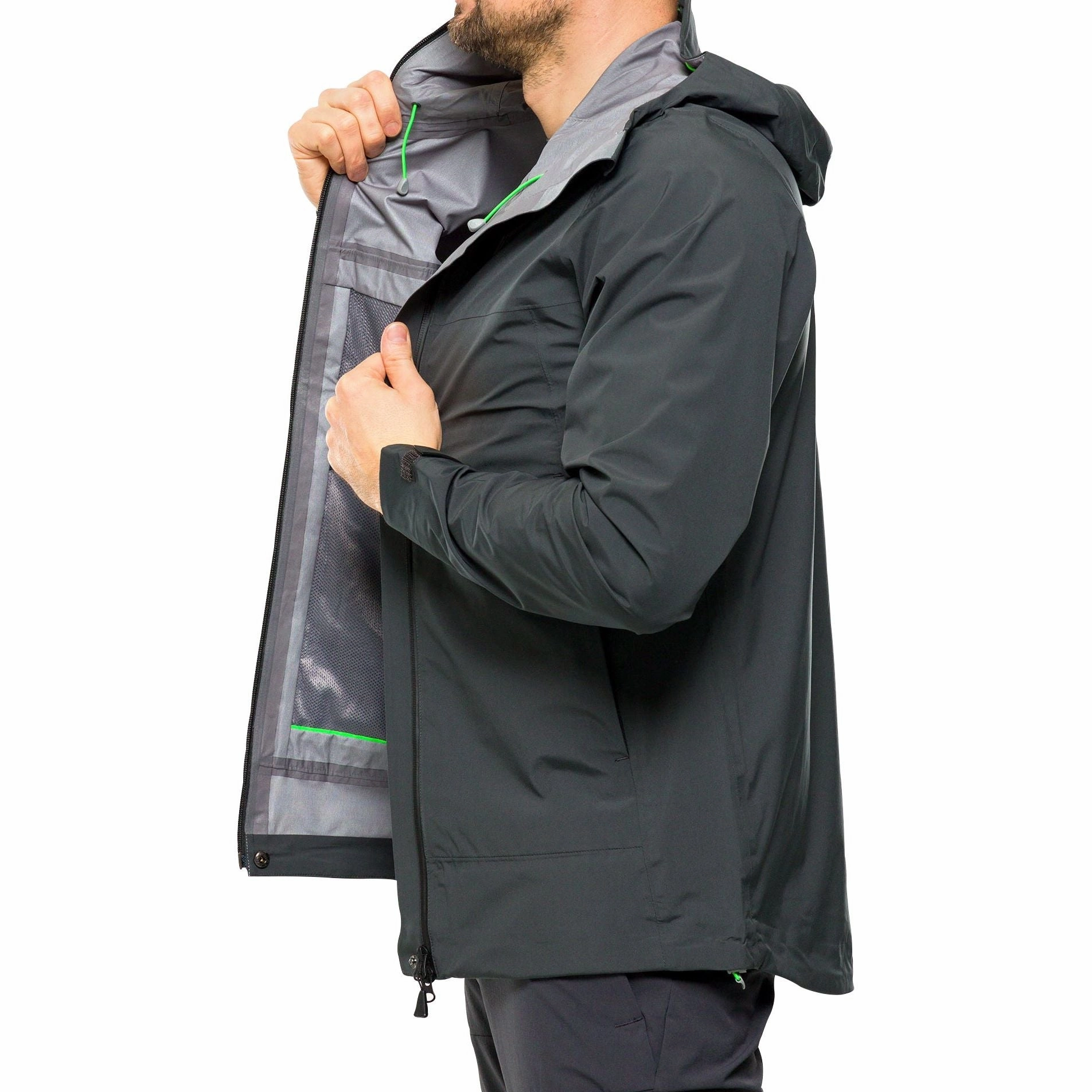 Quick Release Buckles MagneticClosureSystem Inov8 VentureLite Mens Waterproof Jacket - Grey