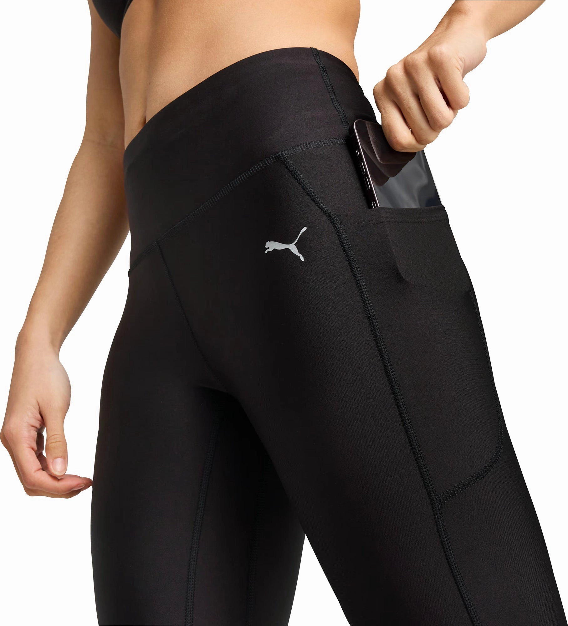 Puma Velocity Womens 3/4 Capri Running Tights - Black Stylish Bottom layer