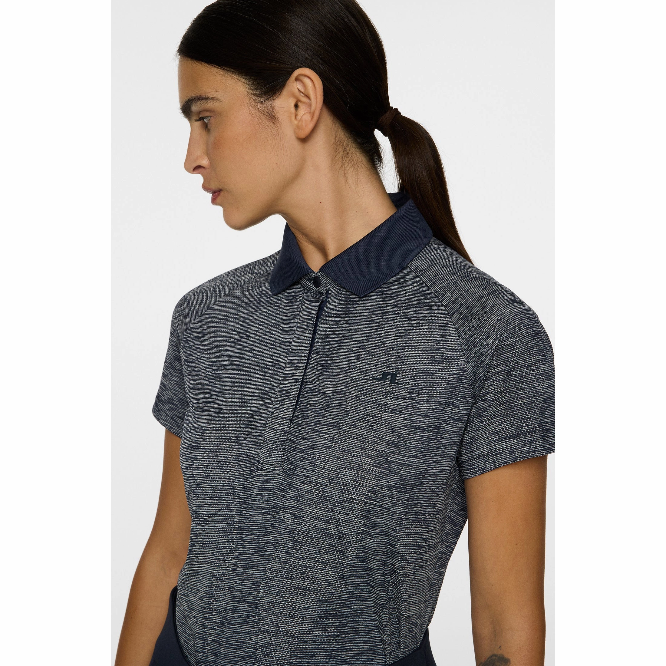 Slim Tailored J.Lindeberg Women's Minnie Golf Polo Shirt - Navy Melange