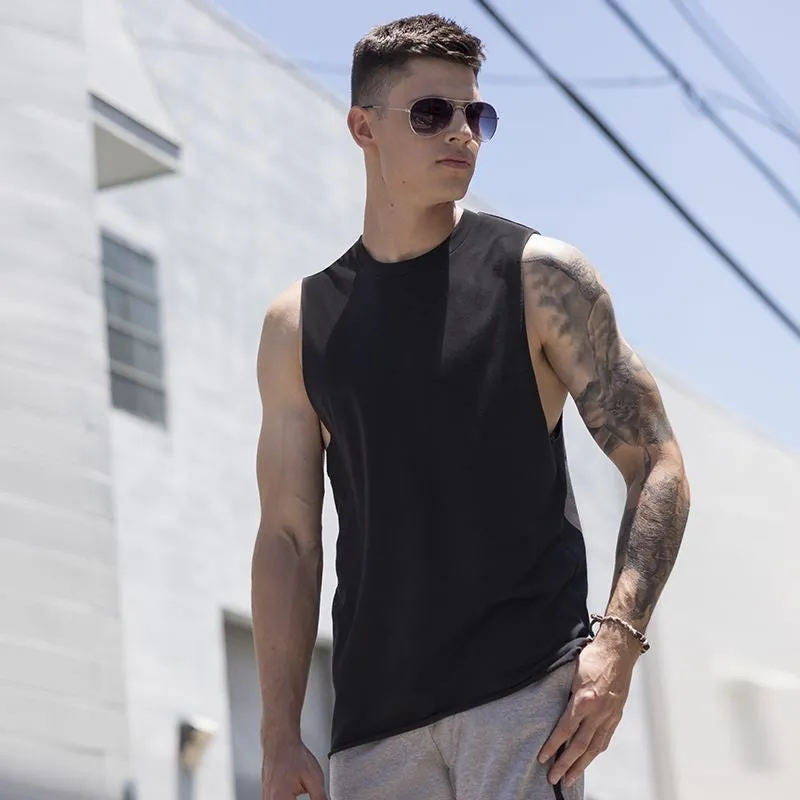 High Neck Slash Armhole Vest | BLACK Dad Core
