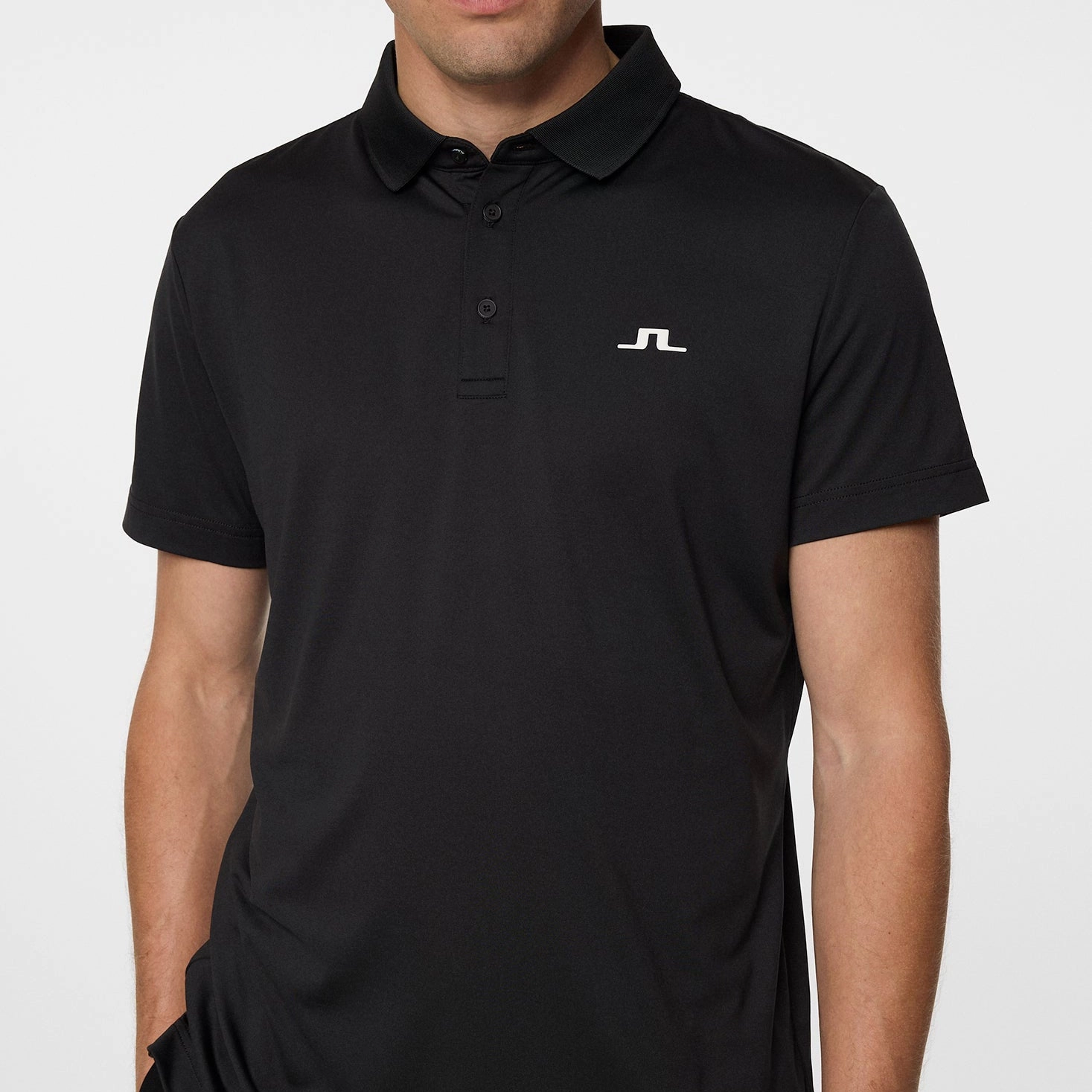 J.Lindeberg Bridge Golf Polo Shirt - Black Anti Pilling Surface
