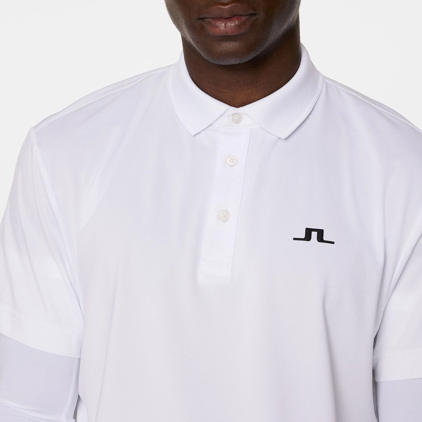J.Lindeberg Bridge Golf Polo Shirt - White Classic Neckline AntiStatic Treatment