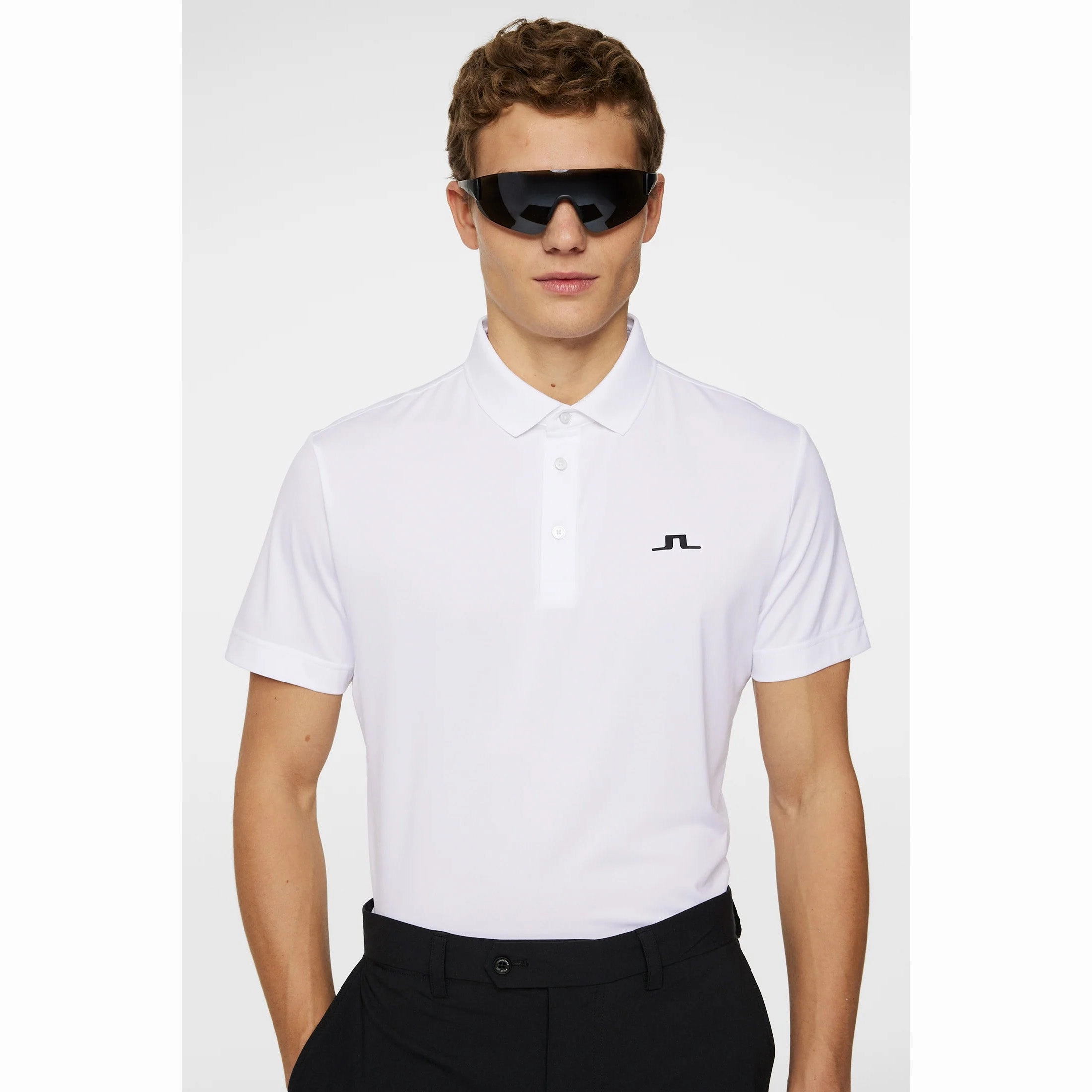 J.Lindeberg Bridge Polo Golf Shirt - White All-day Comfort Barrel Cuff Design