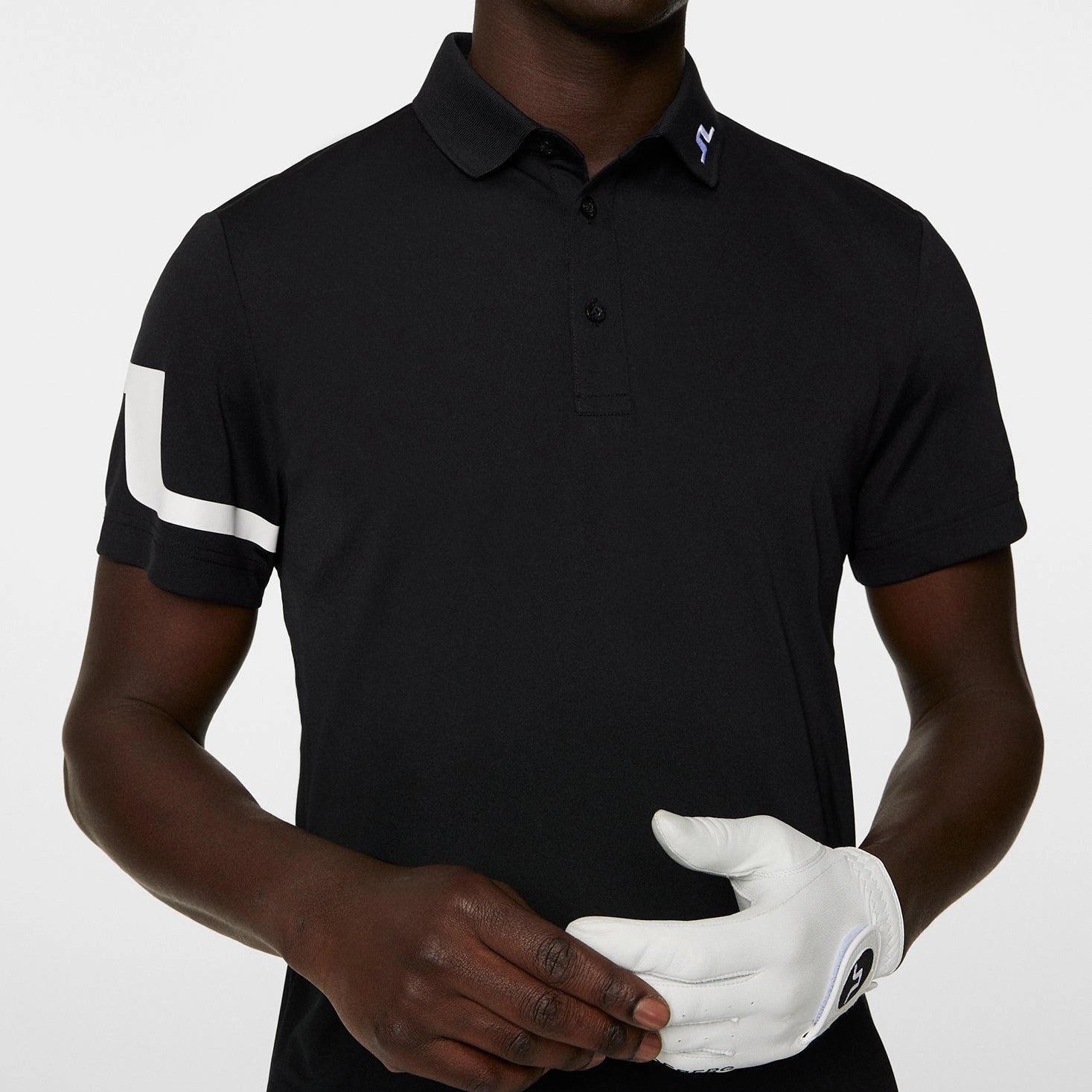 J.Lindeberg Heath Regular Fit Golf Polo Shirt - Black Collared Shirt
