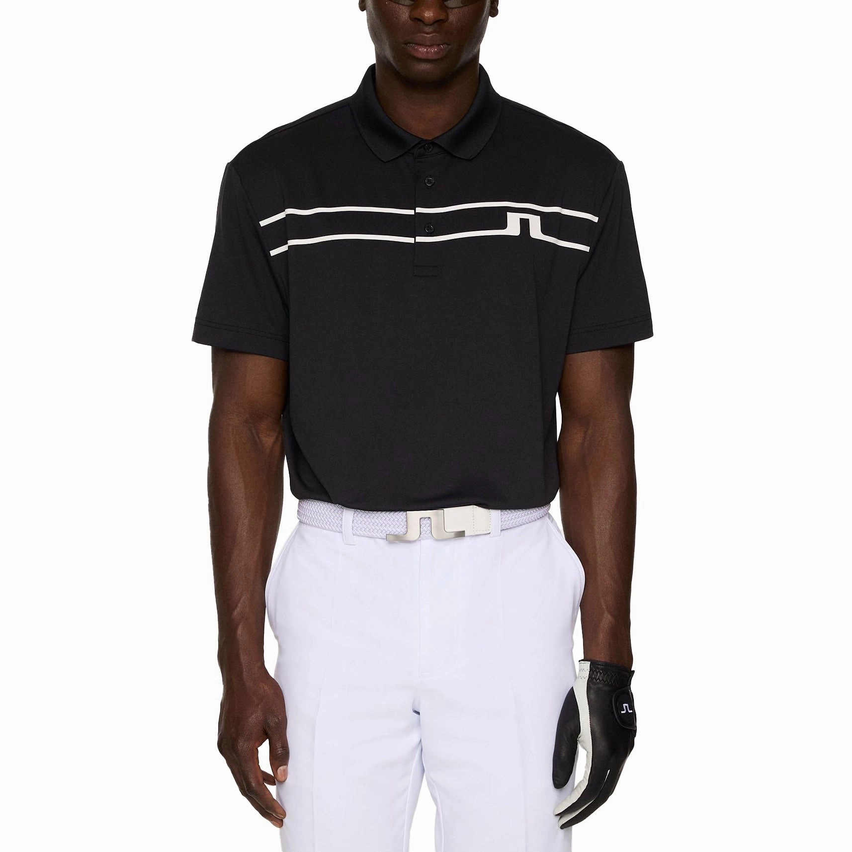J.Lindeberg Klas Golf Polo Shirt - Black Breathable mesh lining